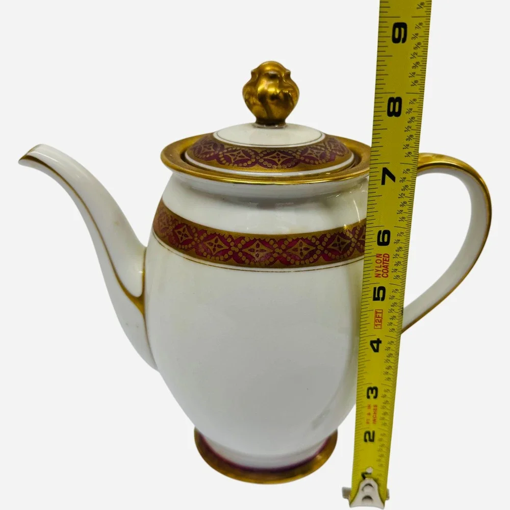 PMR Bavaria Germany Tea Set Purple Gold Gilt Teapot Creamer Cups Vintage Good